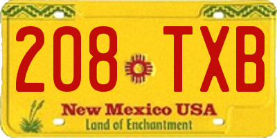 NM license plate 208TXB
