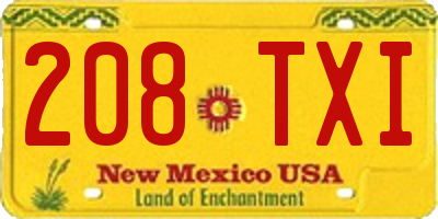 NM license plate 208TXI