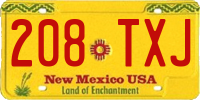 NM license plate 208TXJ