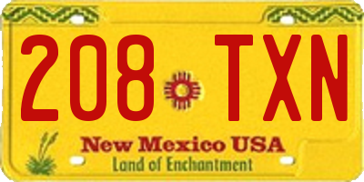NM license plate 208TXN
