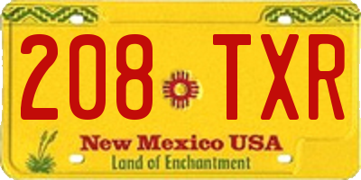 NM license plate 208TXR