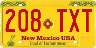 NM license plate 208TXT