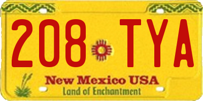 NM license plate 208TYA