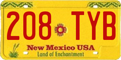 NM license plate 208TYB