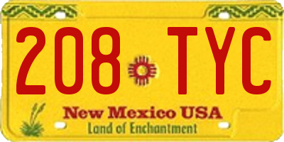 NM license plate 208TYC
