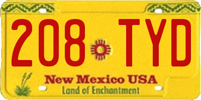 NM license plate 208TYD