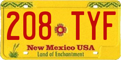 NM license plate 208TYF