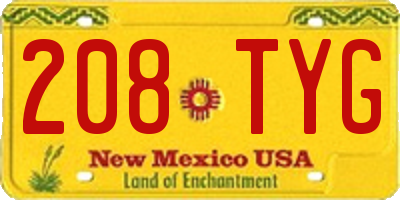NM license plate 208TYG