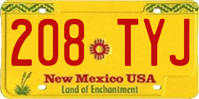 NM license plate 208TYJ