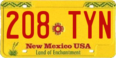 NM license plate 208TYN