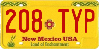 NM license plate 208TYP