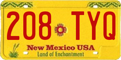 NM license plate 208TYQ