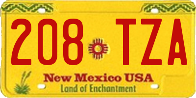 NM license plate 208TZA