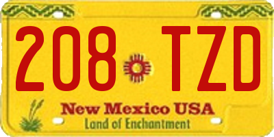 NM license plate 208TZD
