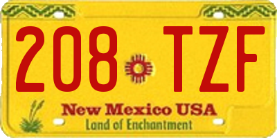 NM license plate 208TZF