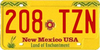 NM license plate 208TZN