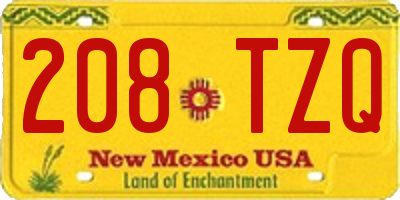 NM license plate 208TZQ