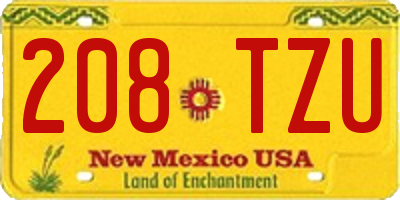 NM license plate 208TZU