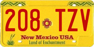 NM license plate 208TZV