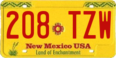 NM license plate 208TZW