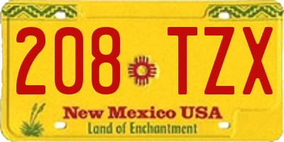 NM license plate 208TZX