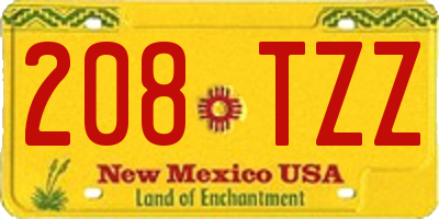 NM license plate 208TZZ