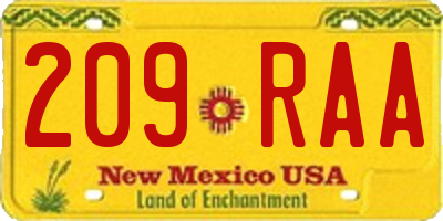 NM license plate 209RAA