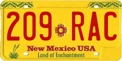 NM license plate 209RAC