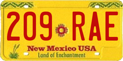 NM license plate 209RAE