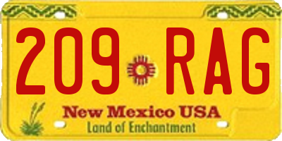 NM license plate 209RAG