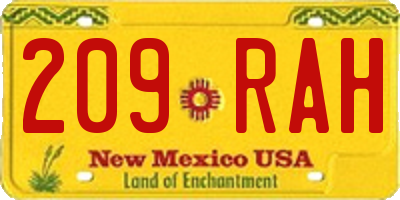 NM license plate 209RAH