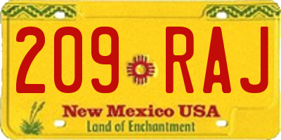 NM license plate 209RAJ