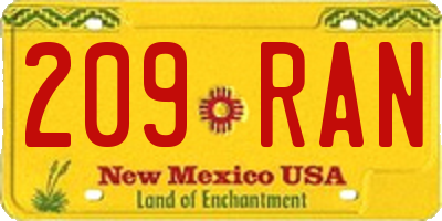 NM license plate 209RAN