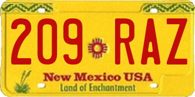 NM license plate 209RAZ