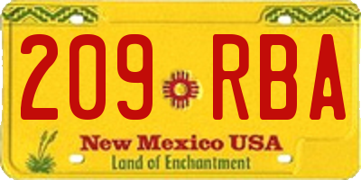 NM license plate 209RBA