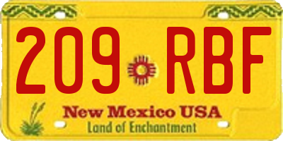 NM license plate 209RBF