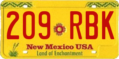 NM license plate 209RBK