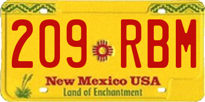 NM license plate 209RBM