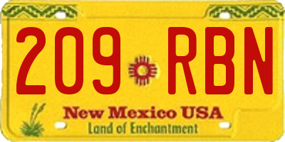 NM license plate 209RBN
