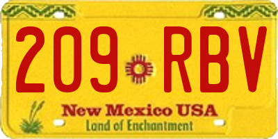 NM license plate 209RBV