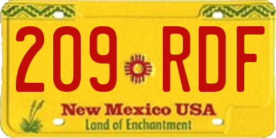 NM license plate 209RDF