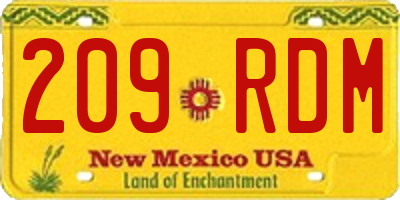 NM license plate 209RDM