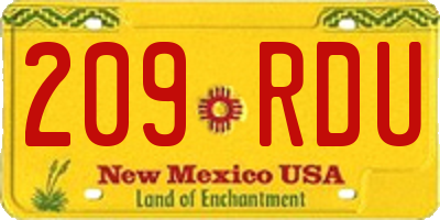 NM license plate 209RDU