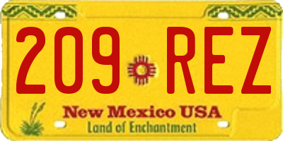 NM license plate 209REZ