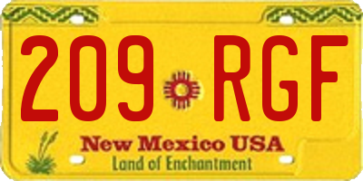 NM license plate 209RGF