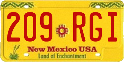 NM license plate 209RGI