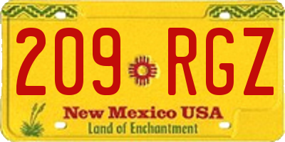NM license plate 209RGZ