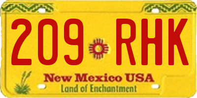 NM license plate 209RHK