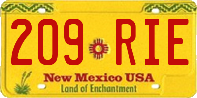 NM license plate 209RIE