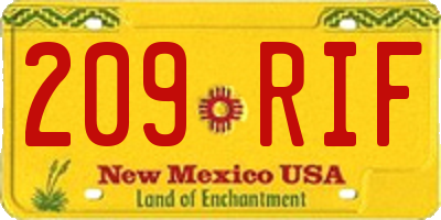 NM license plate 209RIF